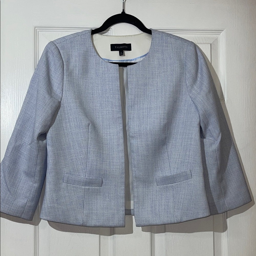 Talbots Women's Light Blue Tweed Blazer